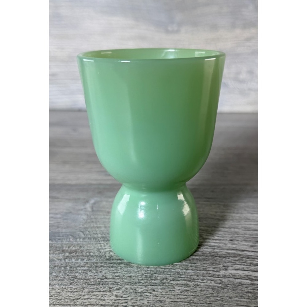 Vtg 1950's Fire King Jadeite Green Glass Double Egg Cup Collectible 4" Tall MCM - Picture 3 of 8